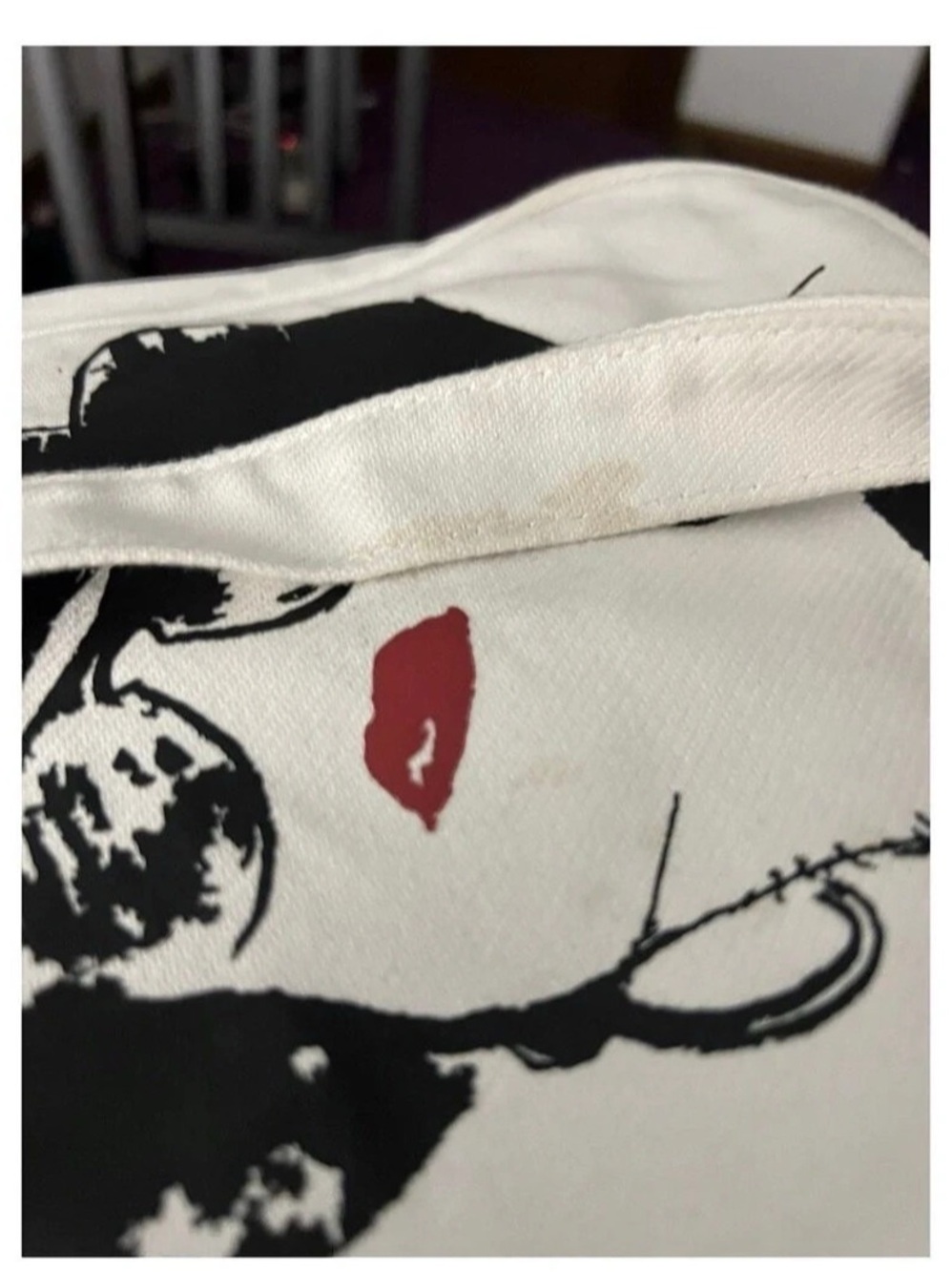 Moschino 30 Years for Ikram Canvas Tote Bag in White & Red - Picture 5 of 7